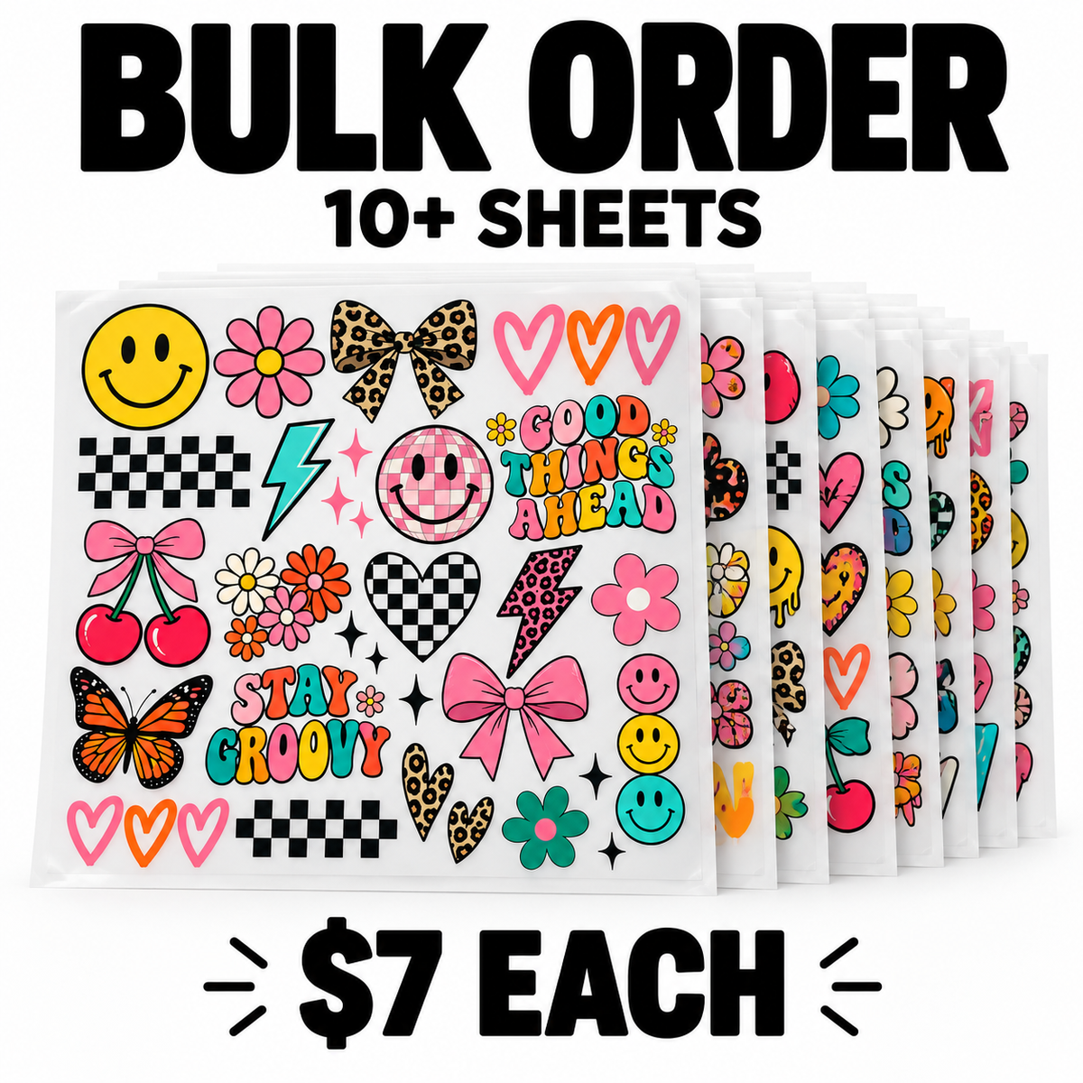 BULK DTF TRANSFERS – 10+ SHEETS