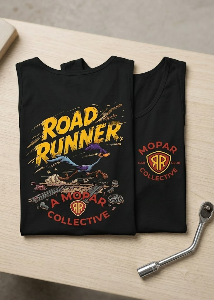 Mo par Collective RR Black Tank Top – Classic Muscle Car Club Graphic Tank