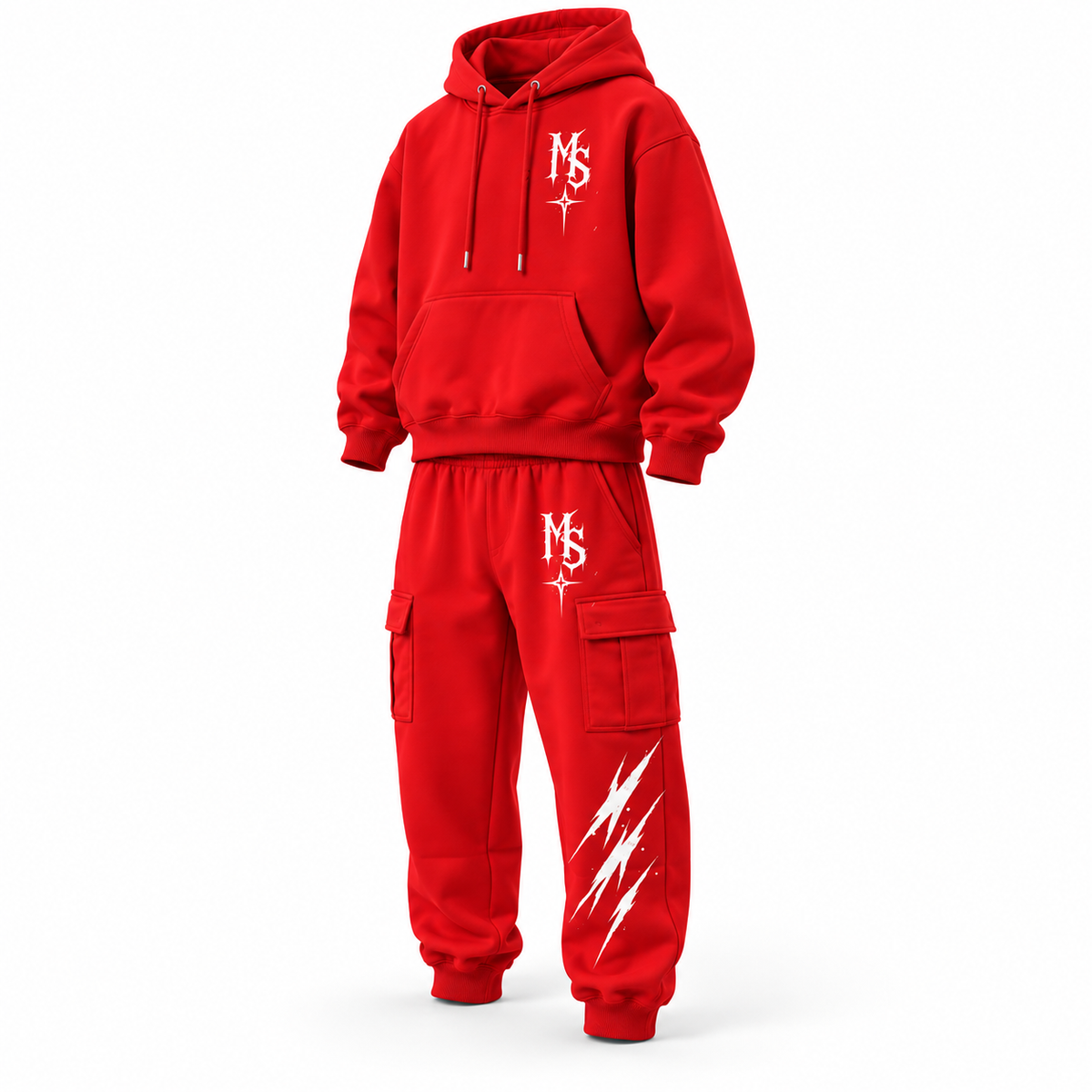Menace Society Red Hoodie & Cargo Jogger Set