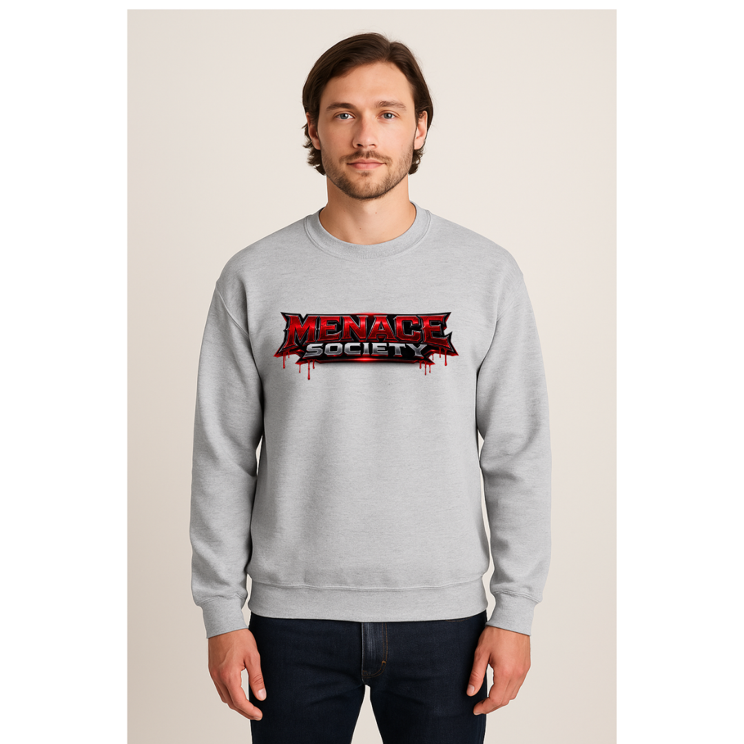 Menace Society Crewneck – Red Drip Grey Edition