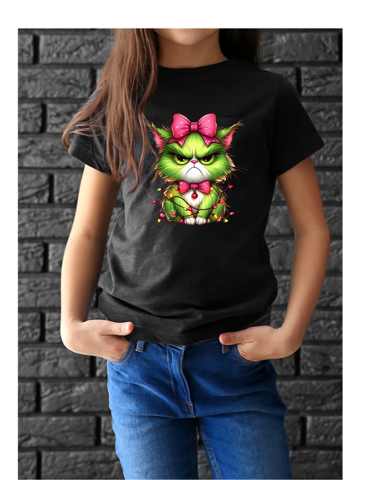 Kids Grouchy Cat Christmas Tee 😼🎄 – Cute, Sassy & Full of Holiday Spirit