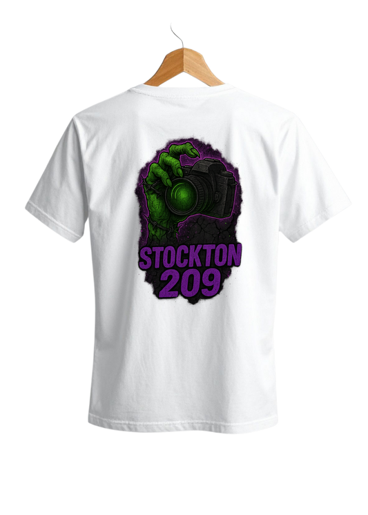 JDM Productions “Stockton 209” Zombie Grip Tee – Black & White Edition