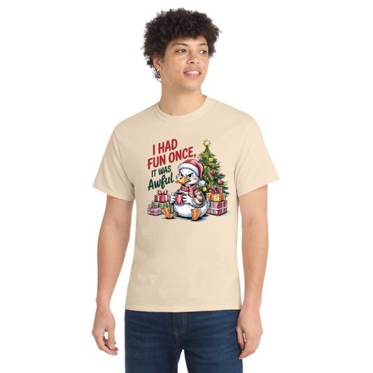 Grumpy Christmas Duck Tee – “I Had Fun Once… It Was Awful” | VFAM Design