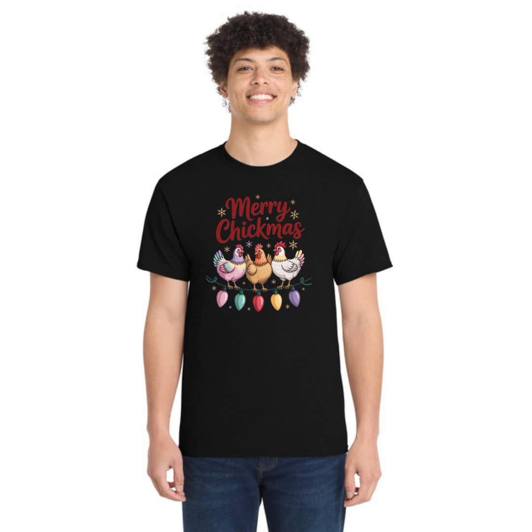 Merry Chickmas Chicken Tee | Holiday Farmhouse Humor | VFAM Design