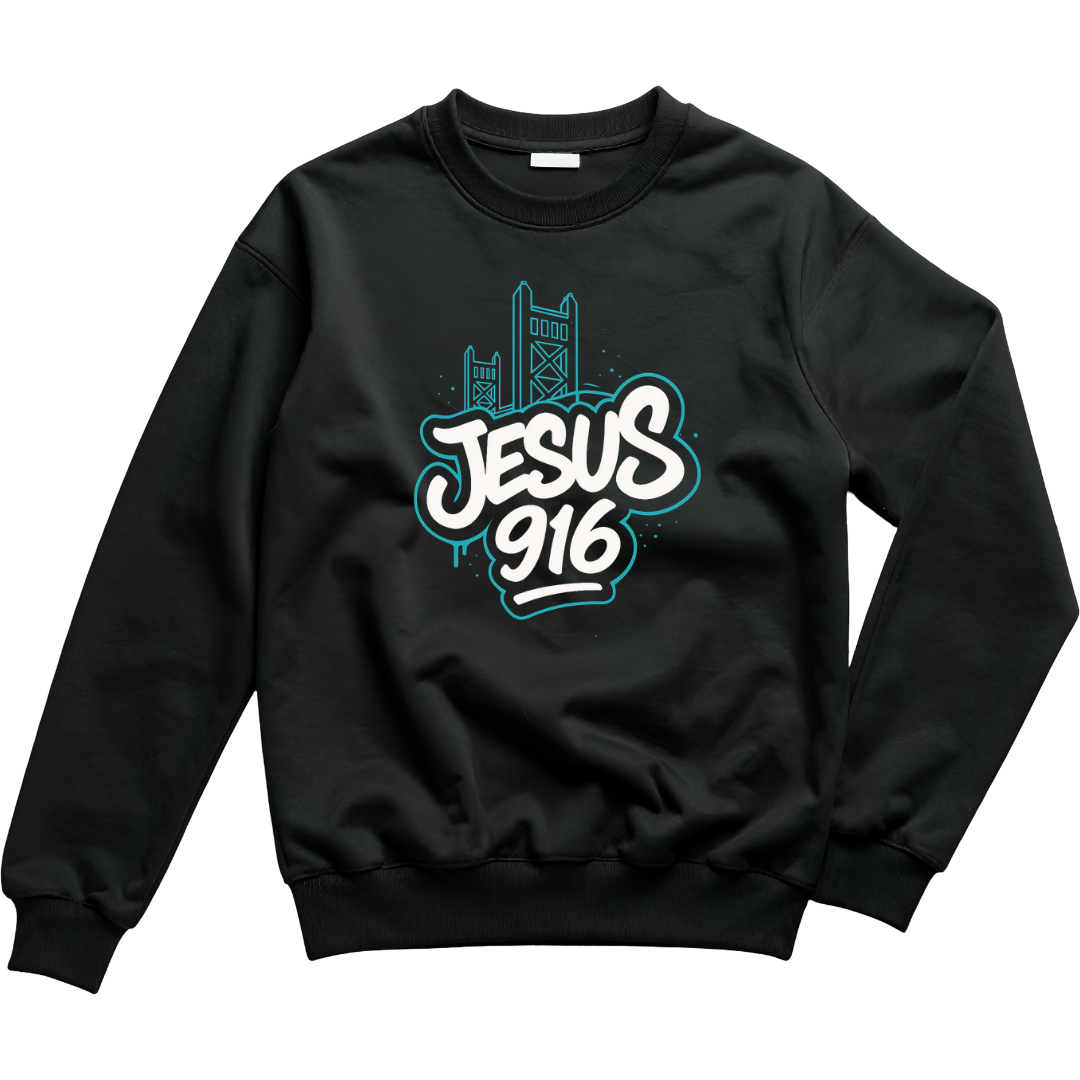 ✨ JESUS 916 — Sactown Faith Crewneck