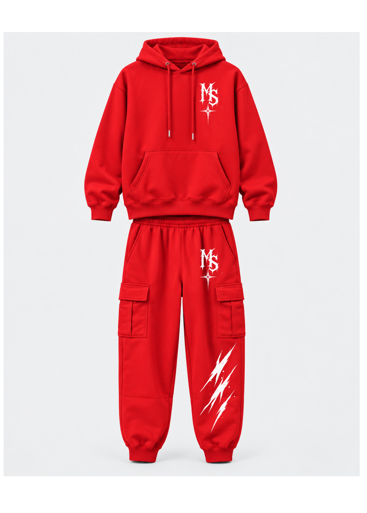 Menace Society Red Hoodie & Cargo Jogger Set