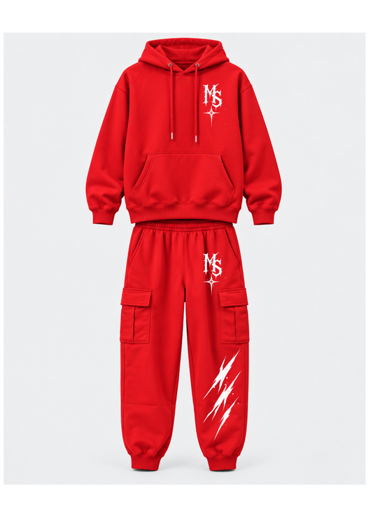 Menace Society Red Hoodie & Cargo Jogger Set