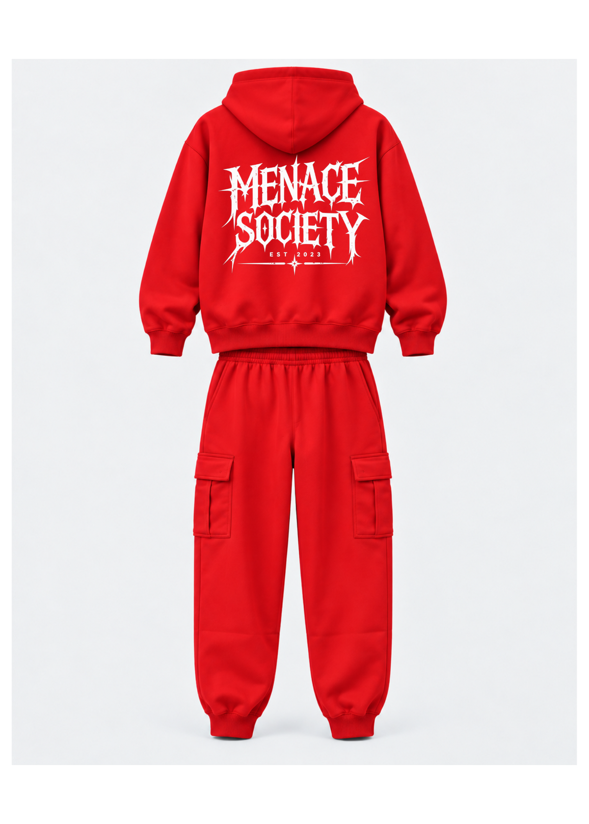 Menace Society Red Hoodie & Cargo Jogger Set